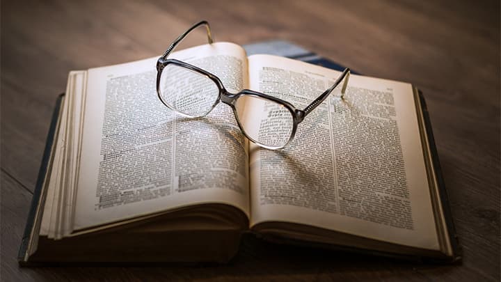 Glasses on a book