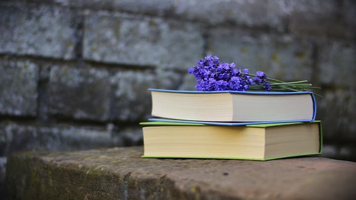 Flowers on books